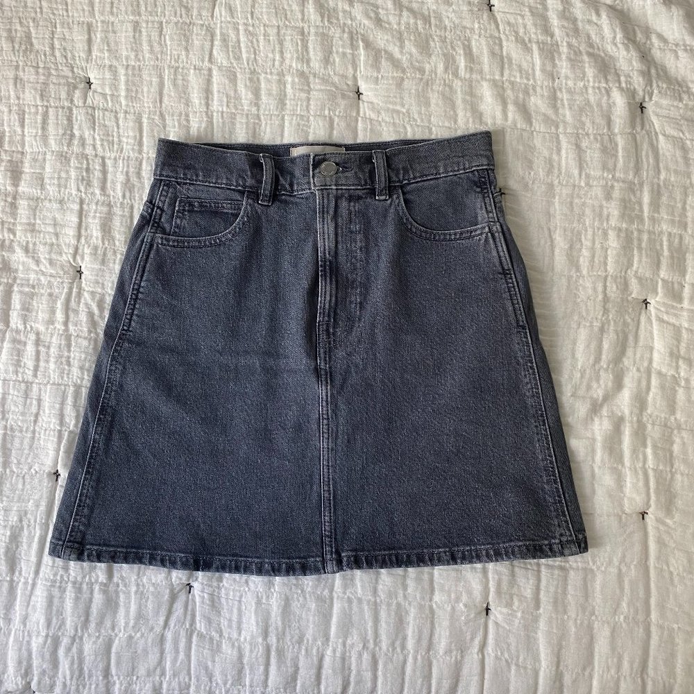 Everlane Way-High Jean Skirt, Black, Size 25 (NEW)